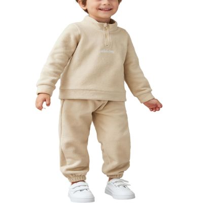 Arshiner Toddler Boy Outfits Long Sleeve Fleece Sweatshirt Pants Fall Winter Clothes Set 5-6 Years Khaki