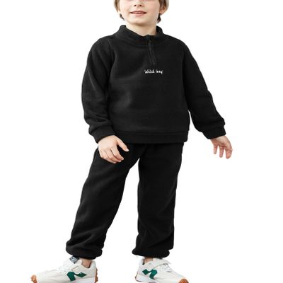 Arshiner Toddler Boy Outfits Long Sleeve Fleece Sweatshirt Pants Fall Winter Clothes Set 5-6 Years Black