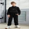 Arshiner Toddler Boy Outfits Long Sleeve Fleece Sweatshirt Pants Fall Winter Clothes Set 5-6 Years Black view 3