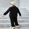Arshiner Toddler Boy Outfits Long Sleeve Fleece Sweatshirt Pants Fall Winter Clothes Set 5-6 Years Black view 4