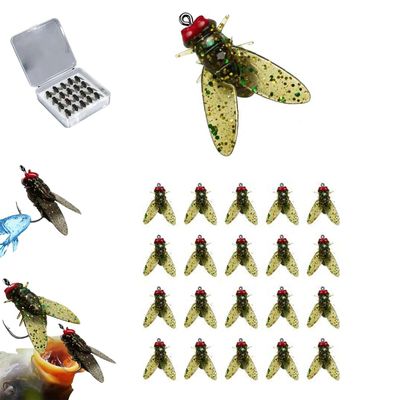 20PCS Bionic Fly Fishing Bait, 2024 New Trout Jigs Swimbaits Dry Flies Bass Fly Fishing Lures Kit, Fly Hook Soft Bait Add Fish Attractant,Silicone Fishing Lure Set