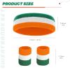 6 Pcs Rainbow Terry Cloth Sweatbands Set - 2 Headbands, 4 Wristbands for Men, Women, Gym, LGBT Pride Parade, Sports (Orange, White, Green) view 2
