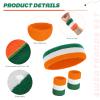 6 Pcs Rainbow Terry Cloth Sweatbands Set - 2 Headbands, 4 Wristbands for Men, Women, Gym, LGBT Pride Parade, Sports (Orange, White, Green) view 4