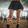 deladola Rave Leg Wraps,O-Ring Black and White Elastic Straps, Music Festival Costumes for Women view 4