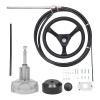 16 FT Outboard Rotary Steering System Kit 16FT Boat Control Cable With 12.5 Inches Wheel Durable Marine Steering System Replacement for Mechanical/Manual Steering of Yachts, Fishing Boats
