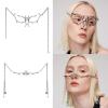 YZYDF 2Pcs Punk Cyborgs Masquerade Mask Half Face Magics Metal Mask Irregular Fluid Face l Decoration for Women, Silver view 4
