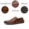 Asifn Men's Loafers Leather Hand-Stitched Casual Shoes Non-Slip Wear-Resistant Flat Bottom Breathable Outdoor Shoes Brown 7.5 US view 3