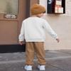 Arshiner Toddler Boys Fleece Colorblock Pocket Sweatshirt & Sweatpants Outfit Set Fall Winter Clothes 4t -White/Brown view 4