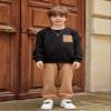 Arshiner Fleece Colorblock Sweatshirt & Sweatpants Outfit Set Fall Winter Clothes Size 4t -Black/Brown view 2