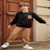 Arshiner Fleece Colorblock Sweatshirt & Sweatpants Outfit Set Fall Winter Clothes Size 4t -Black/Brown view 3