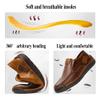 Asifn Men's Loafers Leather Hand-Stitched Casual Shoes Non-Slip Wear-Resistant Flat Bottom Breathable Outdoor Shoes Brown 12 US view 4