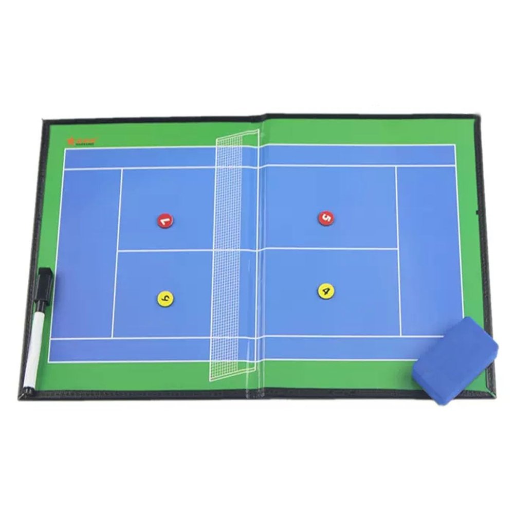 Generic Tennis Coaching Coaches Clipboard Tactical Magnetic Kit with Dry Erase, Marker Pen, Tennis Lineup Cards Whiteboard, 42x27cm, DCASTSBLB-42X27CM