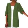Lightweight Kimono Summer Cardigan for Womens Short Sleeve Blouse Shirts Thin Cotton Light Cardigan Solid Color Cover Ups view 1