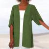 Lightweight Kimono Summer Cardigan for Womens Short Sleeve Blouse Shirts Thin Cotton Light Cardigan Solid Color Cover Ups view 2