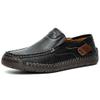 Asifn Men's Loafers Leather Hand-Stitched Casual Shoes Non-Slip Wear-Resistant Flat Bottom Breathable Outdoor Shoes Black 7 US view 1