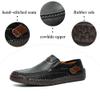 Asifn Men's Loafers Leather Hand-Stitched Casual Shoes Non-Slip Wear-Resistant Flat Bottom Breathable Outdoor Shoes Black 7 US view 2