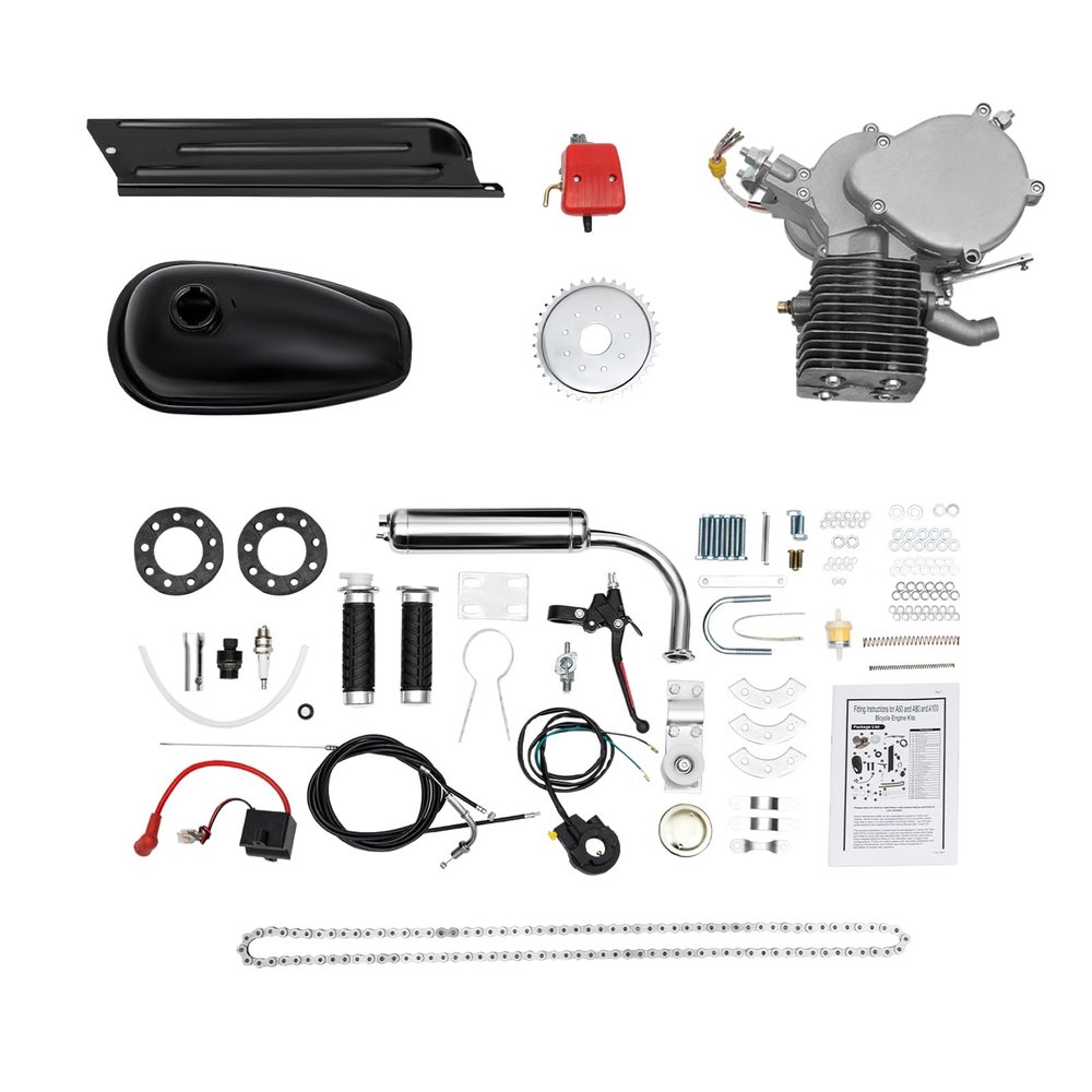 44 Teeth Bicycle Engine Kit,100CC Bike Motor,2Stroke Motorized Bike Gas Engine, Bicycle Petrol Motor Engine Kit for 26" or 28" Bikes with V-Frame (44 Teeth)