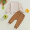 Ursobutegl Toddler Baby Boy Girls Halloween Outfit Pumpkin Face Sweatshirt Pullover Tops Pants Fall Winter Clothes Set (Khaki Pumpkin Face, 18-24 Months) view 3