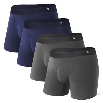 DAVID ARCHY Men's Ultra Soft Underwear Micro Modal Breathable Moisture Wicking Seamless Underwear for Men 4 Pack(XXL, Navy Blue/Charcoal)