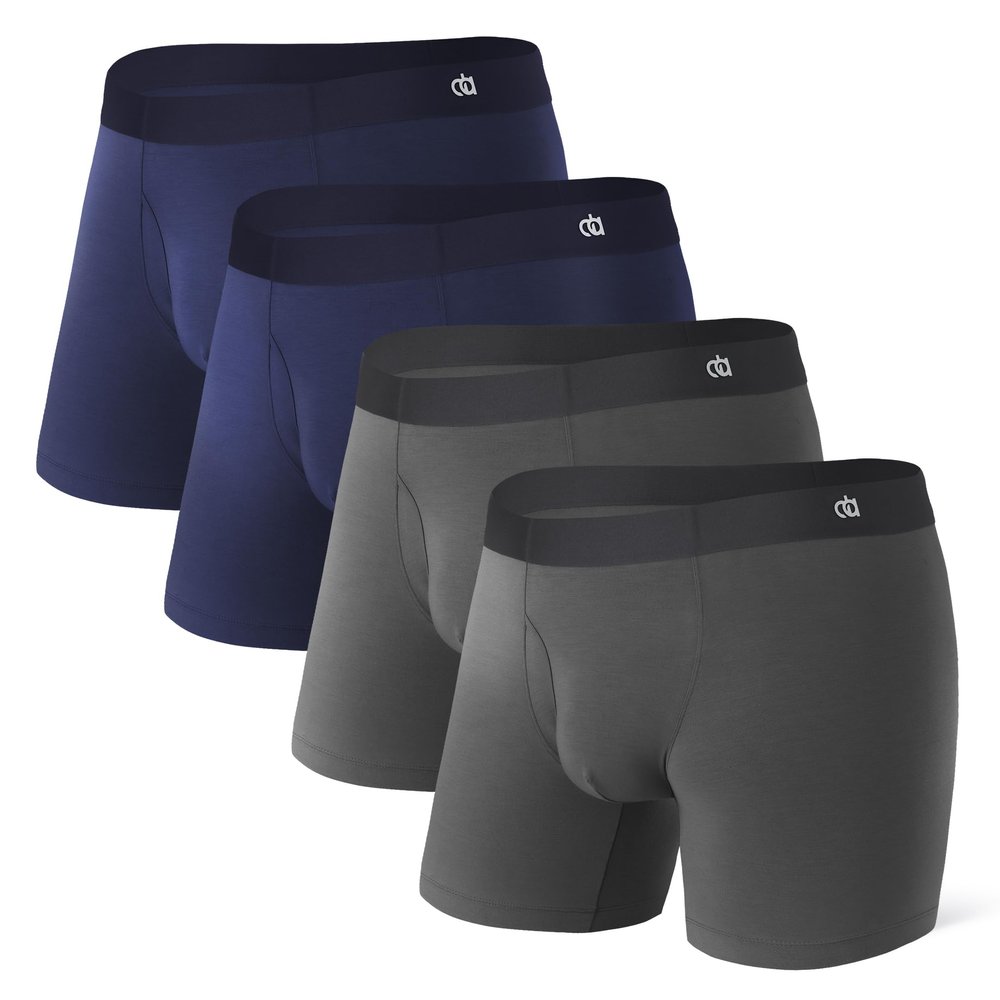 DAVID ARCHY Men's Ultra Soft Underwear Micro Modal Breathable Moisture Wicking Seamless Underwear for Men 4 Pack(XXL, Navy Blue/Charcoal)