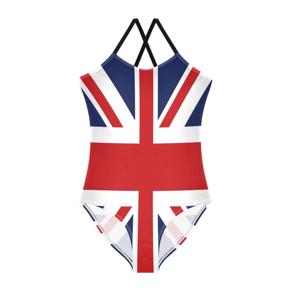 ALAZA British Flag Union Jack Girls One Piece Swimsuit Swimwear Beach Sport Bathing Suit 3T