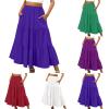 2024 Women's Summer Boho Elastic Waist A-Line Beach Flowy Swing Ruffle Hem Tiered Maxi Skirt with Pockets view 1