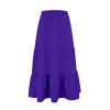 2024 Women's Summer Boho Elastic Waist A-Line Beach Flowy Swing Ruffle Hem Tiered Maxi Skirt with Pockets view 2