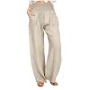 Xiaojmake Women's Summer Cotton Linen Pants Wide Leg Casual Drawstring High Waist Palazzo Pants Loose Trouser with Pockets view 1