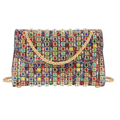 Evevictor Rhinestone Clutch Purse for Women Sparkling Party Evening Bag Wedding Cocktail Handbag Prom Shoulder Bags (Multicolor)