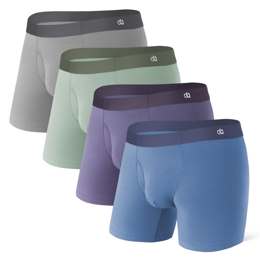 DAVID ARCHY Men's Ultra Soft Underwear Micro Modal Breathable Moisture Wicking Seamless Underwear for Men 4 Pack(S, Medium Gray/Sage Gray/Lavender Gray/Monday Blue)