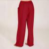Xiaojmake Women's Summer Cotton Linen Pants Wide Leg Casual Drawstring High Waist Palazzo Pants Loose Trouser with Pockets Red view 2