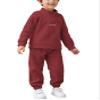 Arshiner Toddler Boy Letter Embroidery Half Zip Sweatshirt & Pants Set Fleece Winter Outfits 2-3T Burgundy view 1