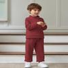 Arshiner Toddler Boy Letter Embroidery Half Zip Sweatshirt & Pants Set Fleece Winter Outfits 2-3T Burgundy view 3