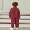 Arshiner Toddler Boy Outfits Long Sleeve Fleece Sweatshirt Pants Fall Winter Clothes Set 5-6 Years Burgundy view 4
