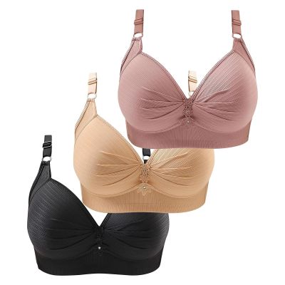 3 Pack Sports Bras for Women No Underwire Push Up Comfort Bra Solid Color Seamless Plus Size Sleep Bra Top Every,Daily The to Only,Gold-A,Medium