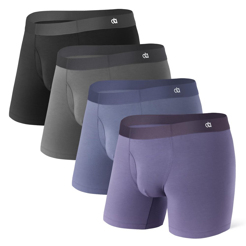 DAVID ARCHY Men's Ultra Soft Underwear Micro Modal Breathable Moisture Wicking Seamless Underwear for Men 4 Pack(XL, Black/Charcoal/Slate Blue/Lavender Gray)