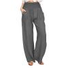 Xiaojmake Women's Summer Cotton Linen Pants Wide Leg Casual Drawstring High Waist Palazzo Pants Loose Trouser with Pockets view 1