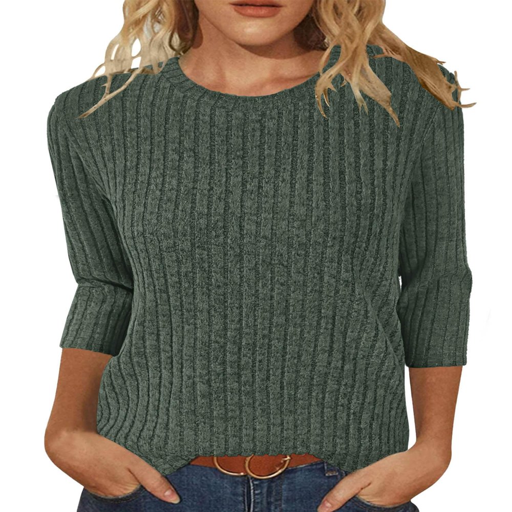 Fall Outfits for Women 2024 Round Sleeve Tops Solid Oversized Sweaters for Women Green