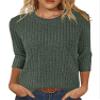 Fall Outfits for Women 2024 Round Sleeve Tops Solid Oversized Sweaters for Women Green view 1