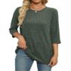 Fall Outfits for Women 2024 Round Sleeve Tops Solid Oversized Sweaters for Women Green view 2