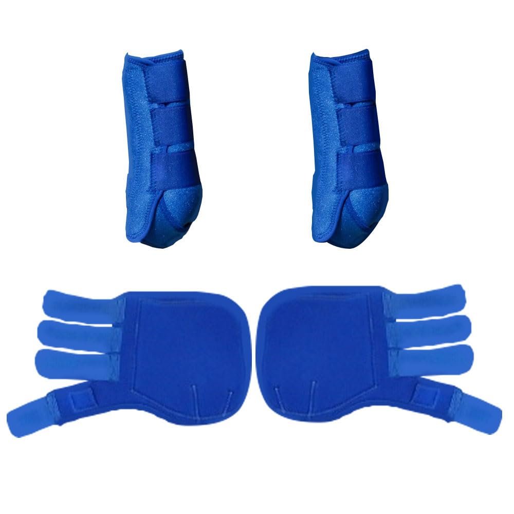 SagaSave 4 Pcs Horse Boots Protection Gear Leg Wraps Sport Boots for Riding Shock Absorbing Competition Protection(Blue-Medium)