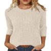 JomeDesign Womens Sweaters Dressy Casual 3/4 Sleeve Fall Fashion 2024 Casual Tunic Tops Apricot view 1