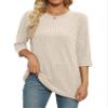JomeDesign Womens Sweaters Dressy Casual 3/4 Sleeve Fall Fashion 2024 Casual Tunic Tops Apricot view 2