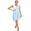 Sinleey Women Color Block Praise Dance Dresses V Neck Irregular Worship Dance Tunic Overlay Lyrical Dresses LightBlue X-Large view 3