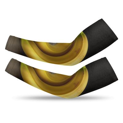 NTVOWPZO UV Sun Protection Arm Sleeves Cooling Yellow Banana Sports Compression Athletic Sleeves for Basketball Cycling