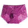 JEsilunmaMY Men's Floral Lace Sissy Panties Mid Waist Bulge Pouch Cotton Underwear See Through Breathable Bikini Briefs (Purple-1PC,XX-Large) view 1