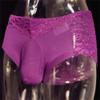 JEsilunmaMY Men's Floral Lace Sissy Panties Mid Waist Bulge Pouch Cotton Underwear See Through Breathable Bikini Briefs (Purple-1PC,XX-Large) view 4