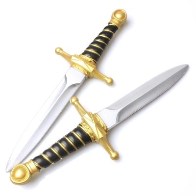 Hoappa 15 Inch Non-Functional Dagger Prop with Reinforced Core for Adult Cosplay, Theatrical Performance and Display, Gold, 2 Pack