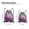BTCOWZRV Drawstring Backpack Cartoon Colorful Monster Drawstring Bags Gym Bags for Men Women Draw String Bags Yoga Cinch Bag, Medium, Black view 2