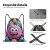 BTCOWZRV Drawstring Backpack Cartoon Colorful Monster Drawstring Bags Gym Bags for Men Women Draw String Bags Yoga Cinch Bag, Medium, Black view 3